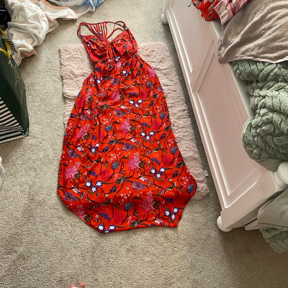 Candie's Red Floral Strappy Dress